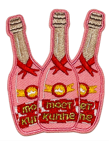 Champagne Bottles - Embroidered Iron on Patch 3”