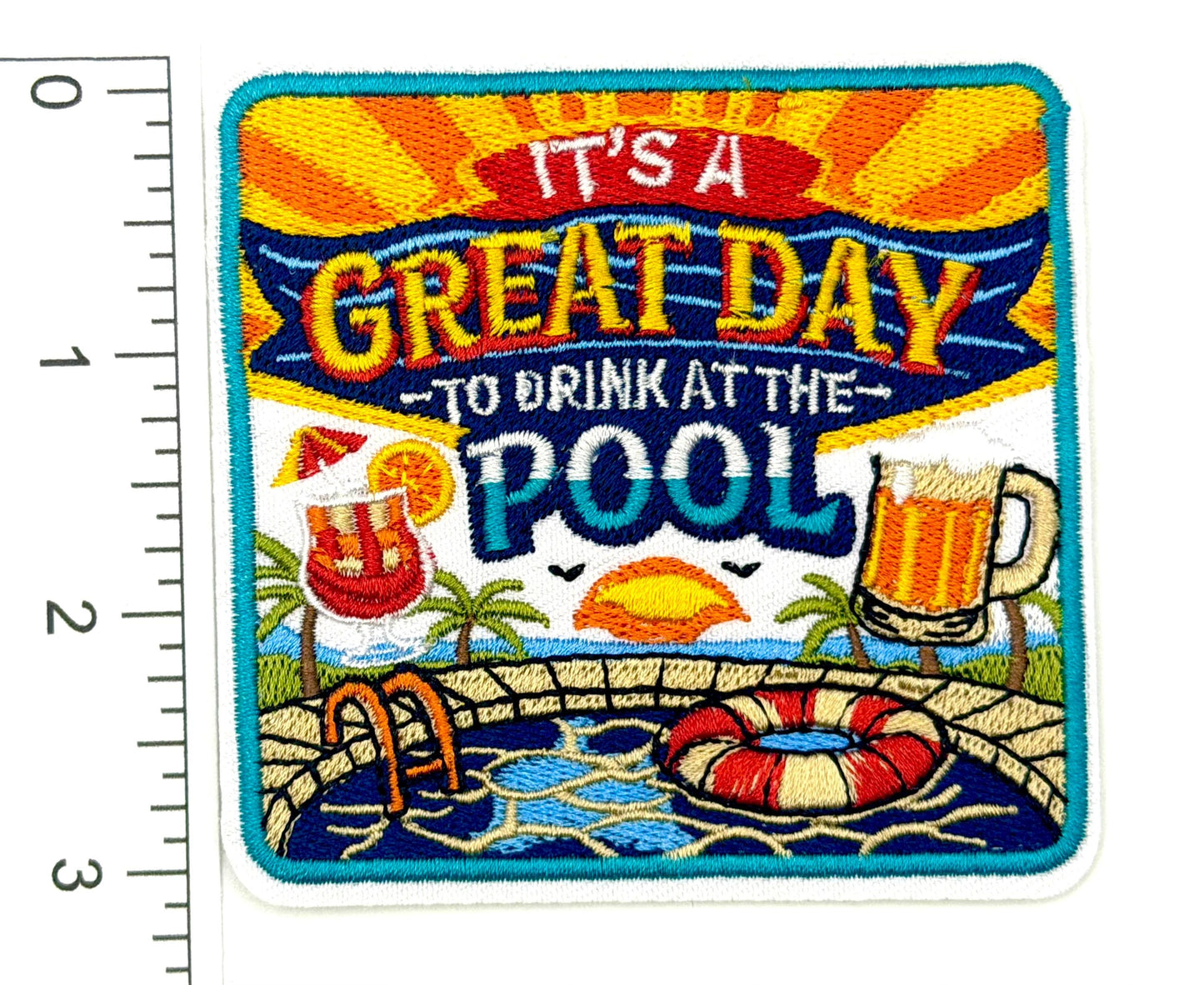 Embroidered Pool Drink Patch – Iron On DIY Applique