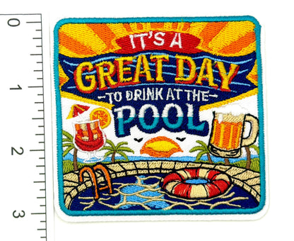 Embroidered Pool Drink Patch – Iron On DIY Applique
