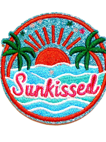 Sunkissed Glitter Patch – Embroidered Iron-On Summer Beach Design