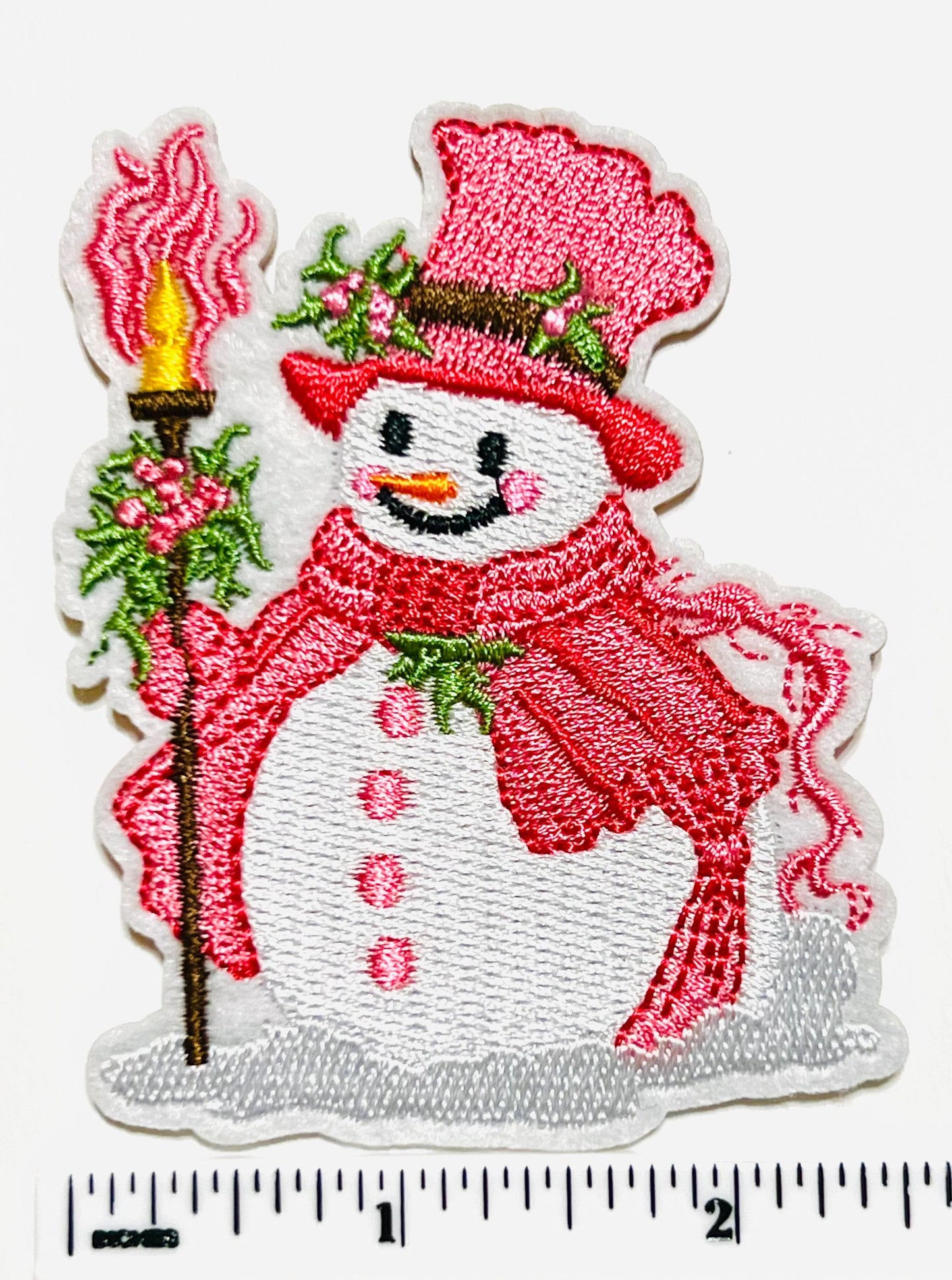 Pink Christmas patches - Embroidered Iron on patches with glitter