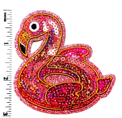 Pink flamingo diy patch summer - Sequins Iron on patch