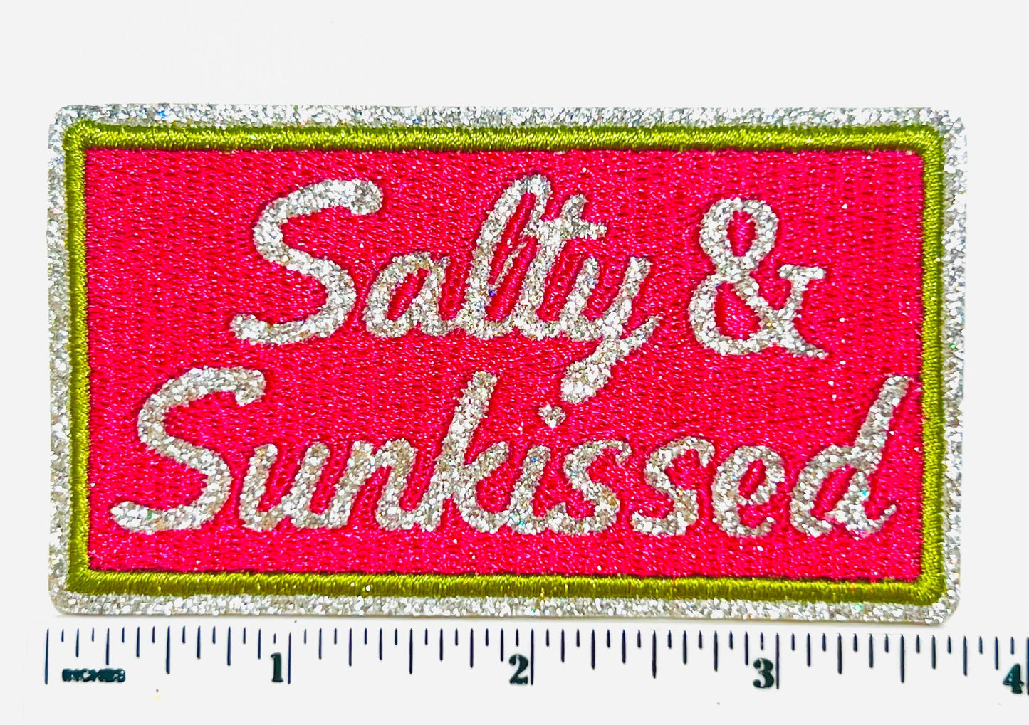 Salty and Sunkissed patch - Embroidered Iron on patch with glitter 3.75