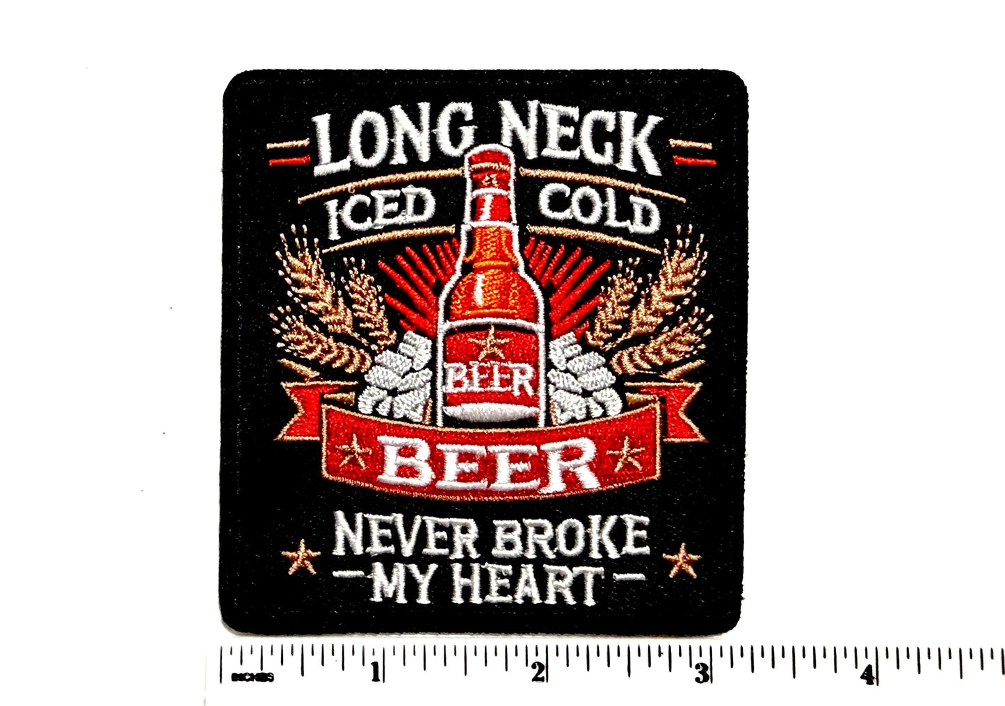 Long Neck Iced Cold Beer - Embroidered Iron On Patch with Glitter 3.25"
