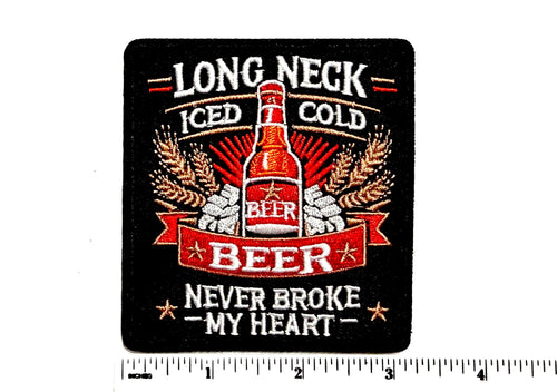 Long Neck Iced Cold Beer - Embroidered Iron On Patch with Glitter 3.25"