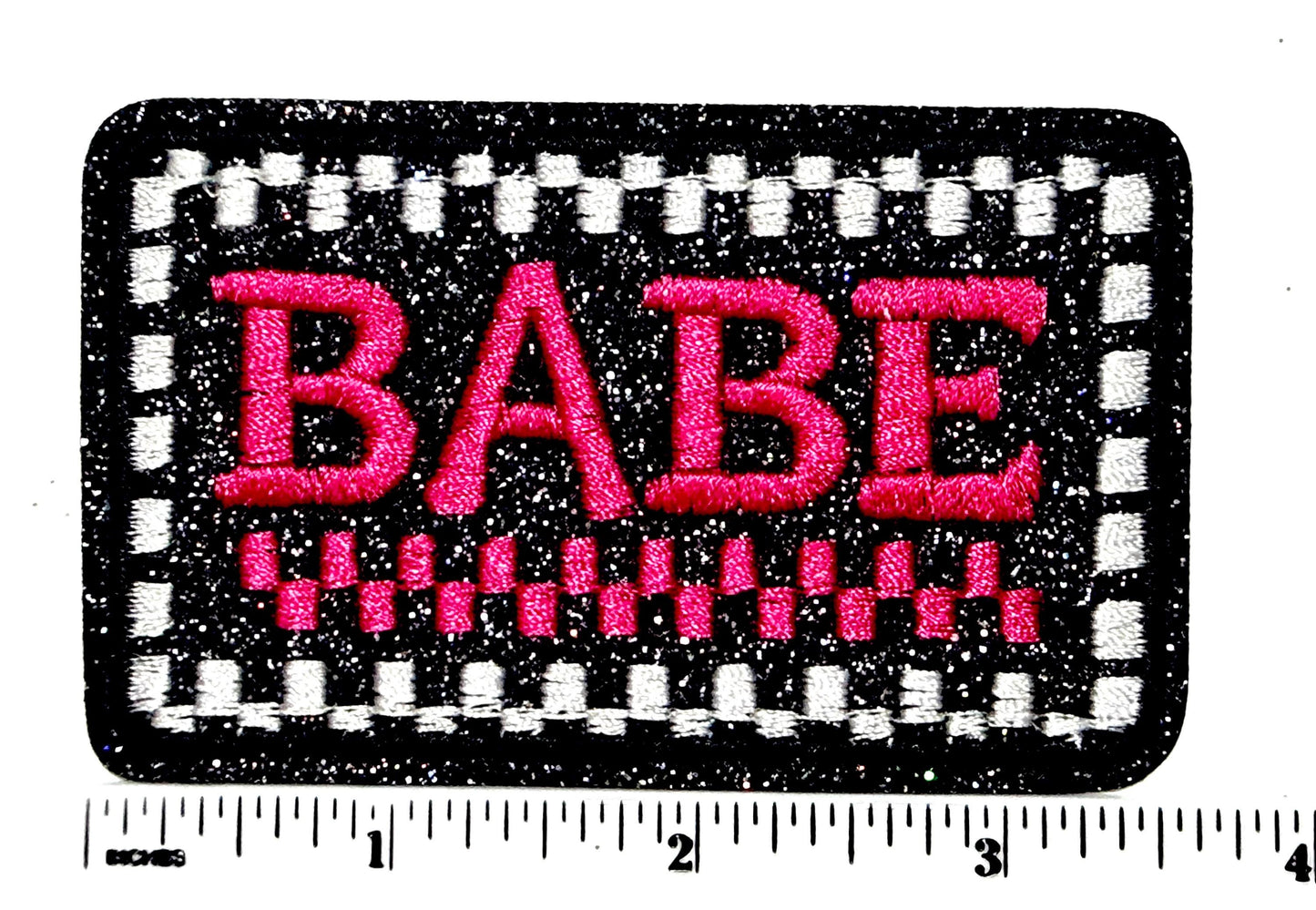 BABE hot pink checkered 3.5”