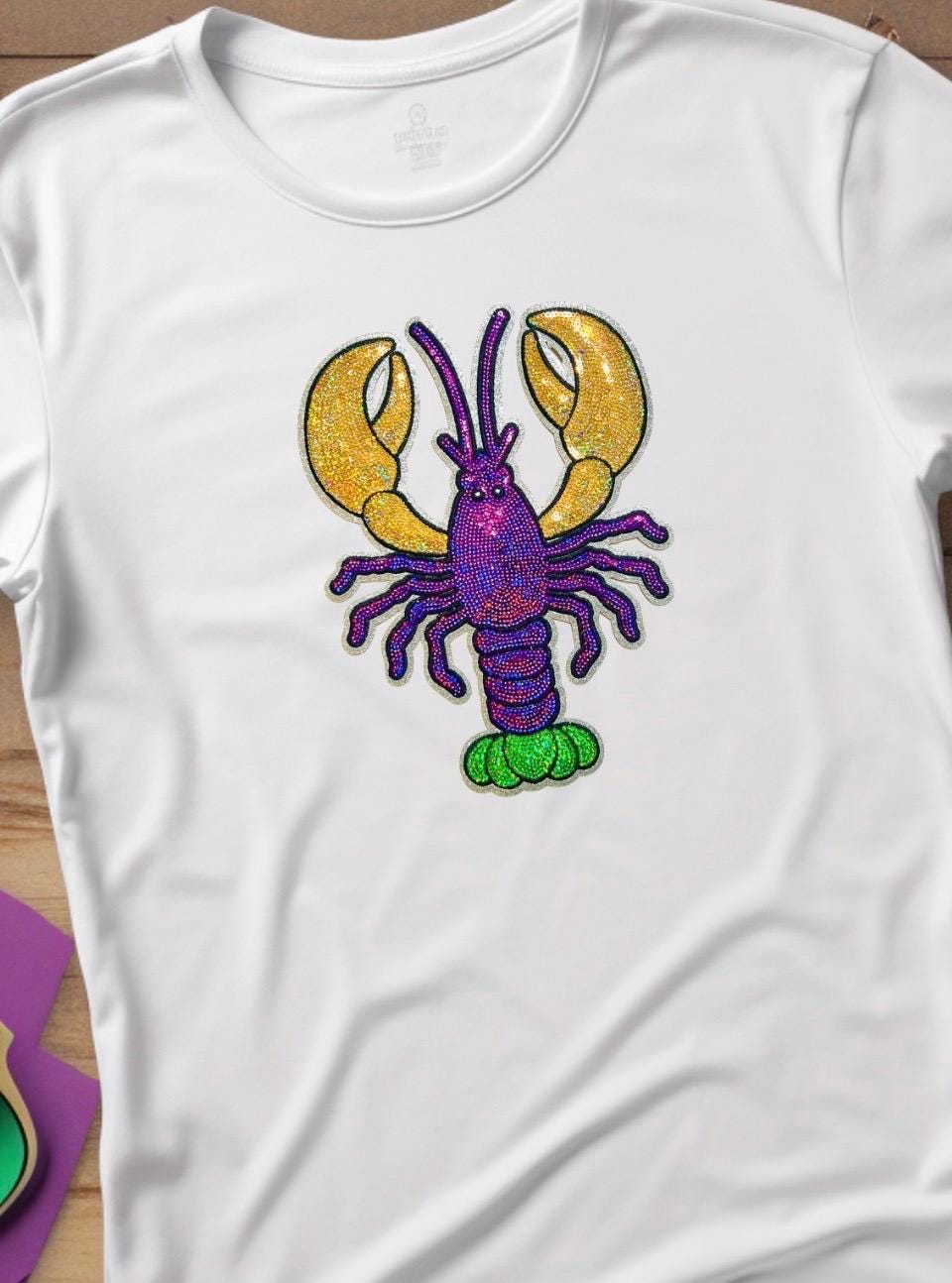 Mardi Gras Crawfish T-Shirt – Sequin Patch Unisex