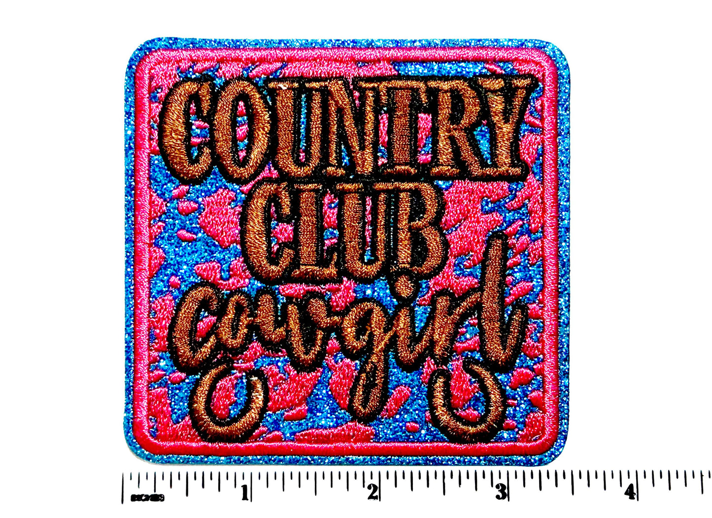 Country Club Cowgirl patch- Embroidered DIY Iron on patch