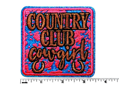 Country Club Cowgirl patch- Embroidered DIY Iron on patch