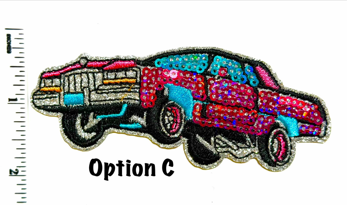 Lowrider Cars Sequins Iron On Patch - Sequins Iron On Patch