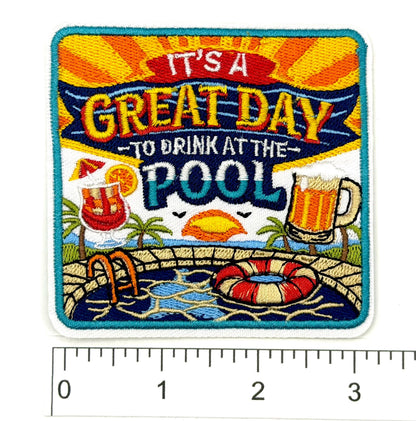 Embroidered Pool Drink Patch – Iron On DIY Applique
