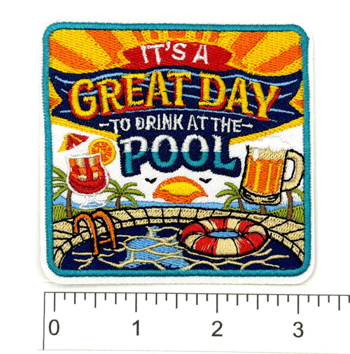 Embroidered Pool Drink Patch – Iron On DIY Applique