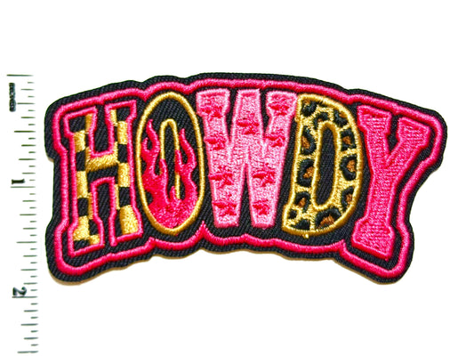 Howdy pink patch - Embroidered Iron on patch
