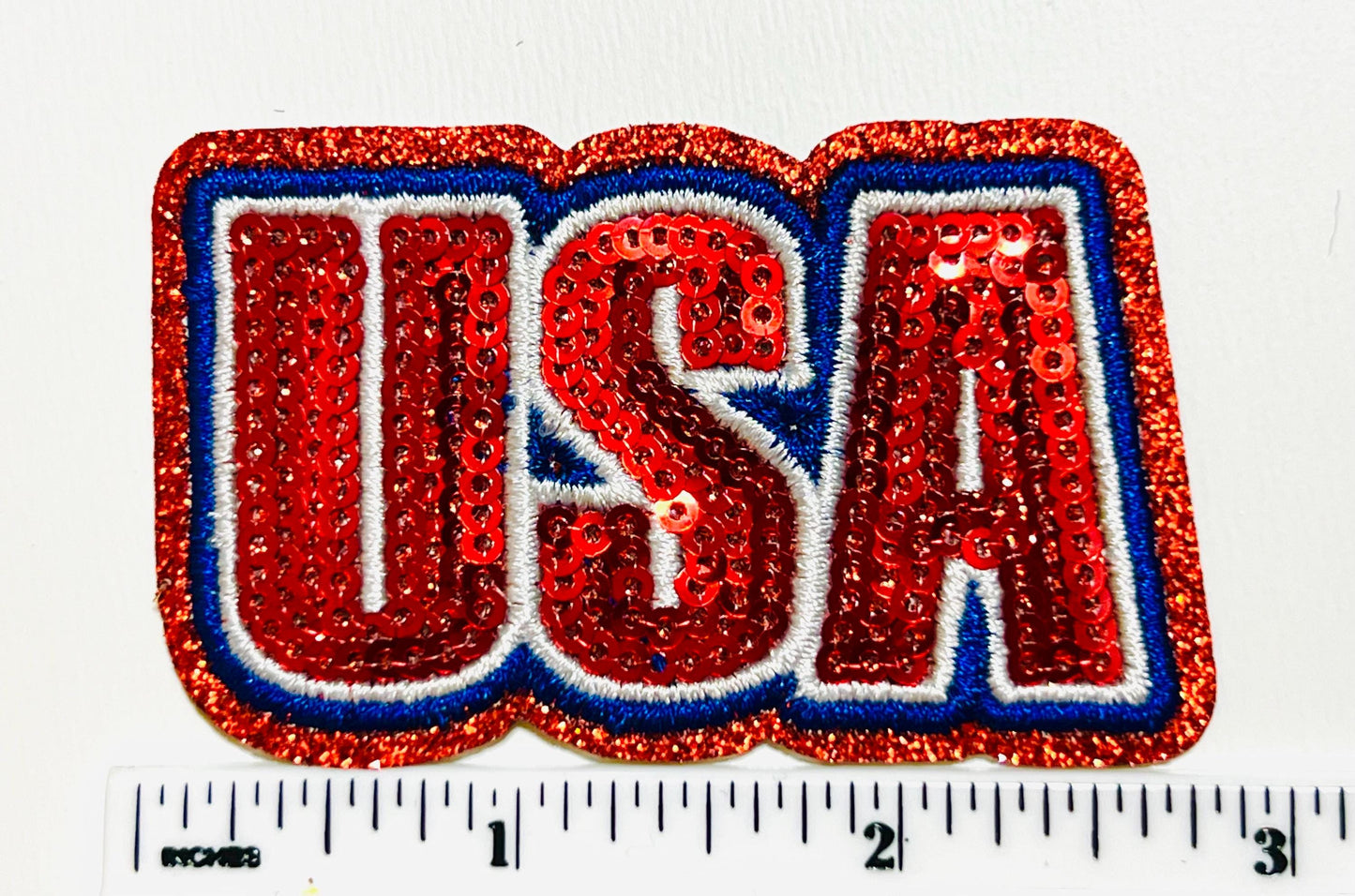 USA patch - Sequins Iron on patch 3”