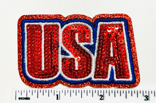 USA patch - Sequins Iron on patch 3”