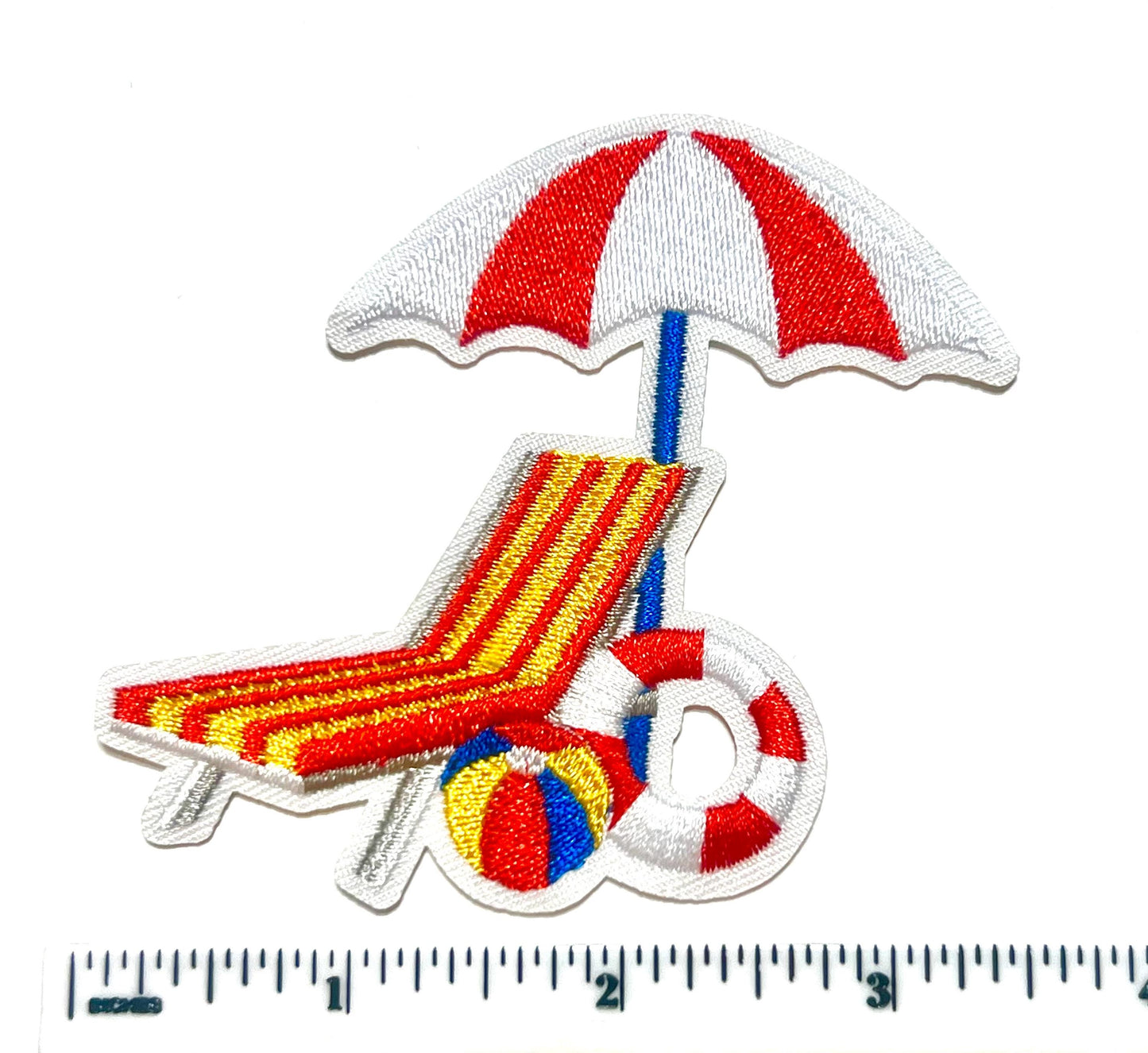 Beach chair & umbrella patch- Embroidered Iron on patch