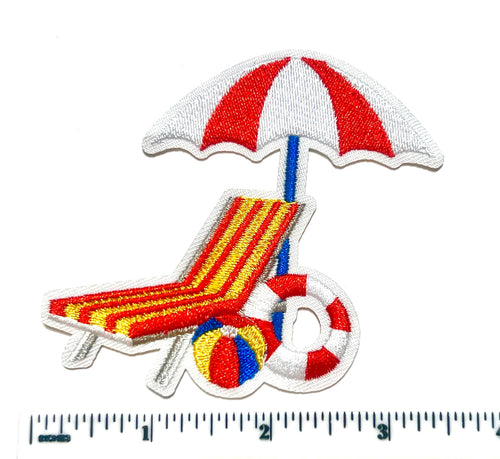 Beach chair & umbrella patch- Embroidered Iron on patch