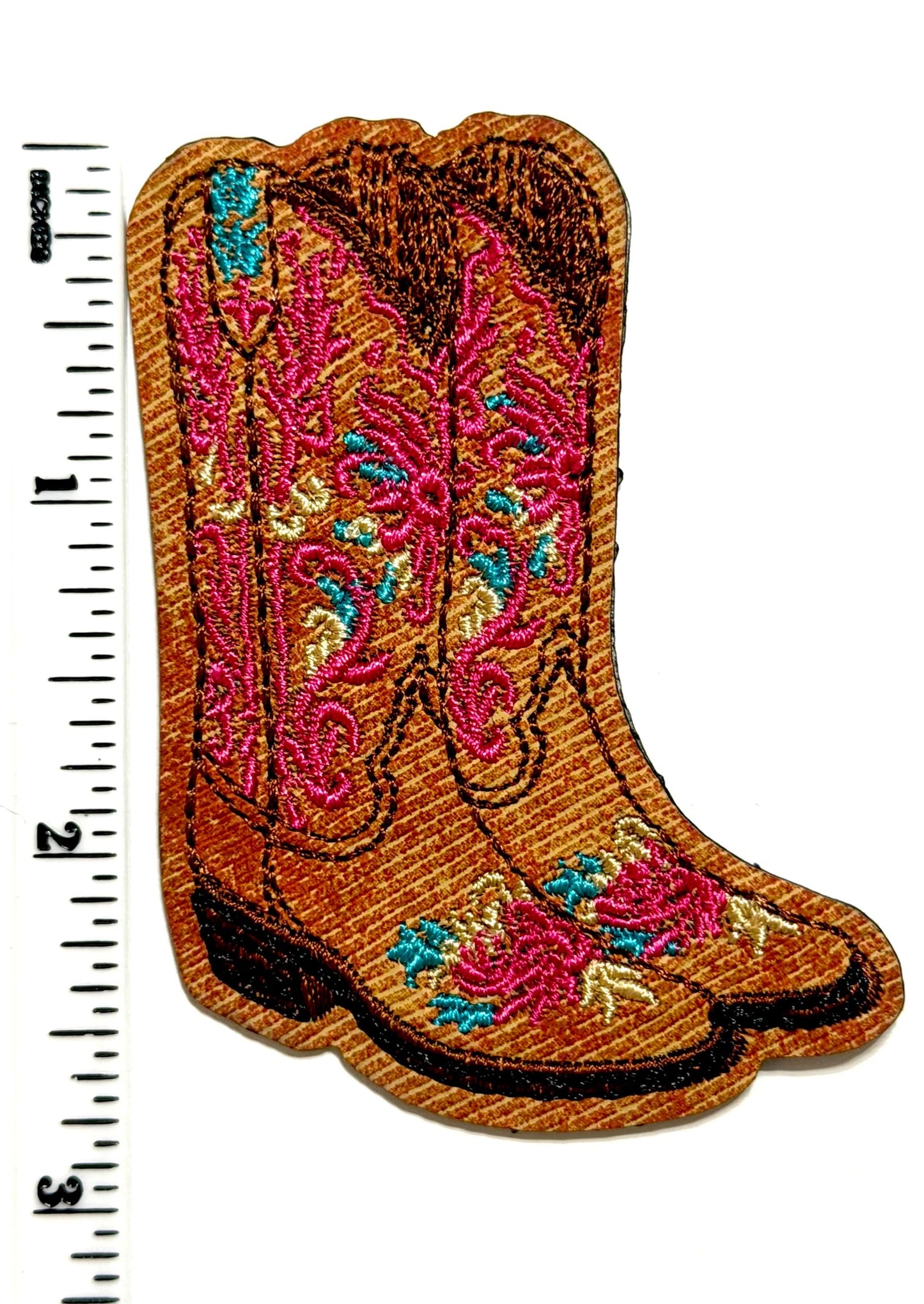 Cowgirl boots patch - Embroidered leatherette DIY Iron On Patch 2.75”