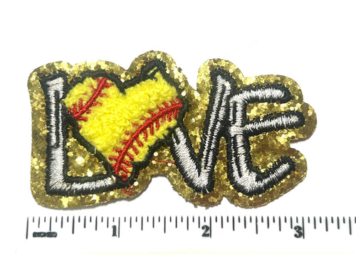 Softball Love - Embroidered & chenille Iron on patch