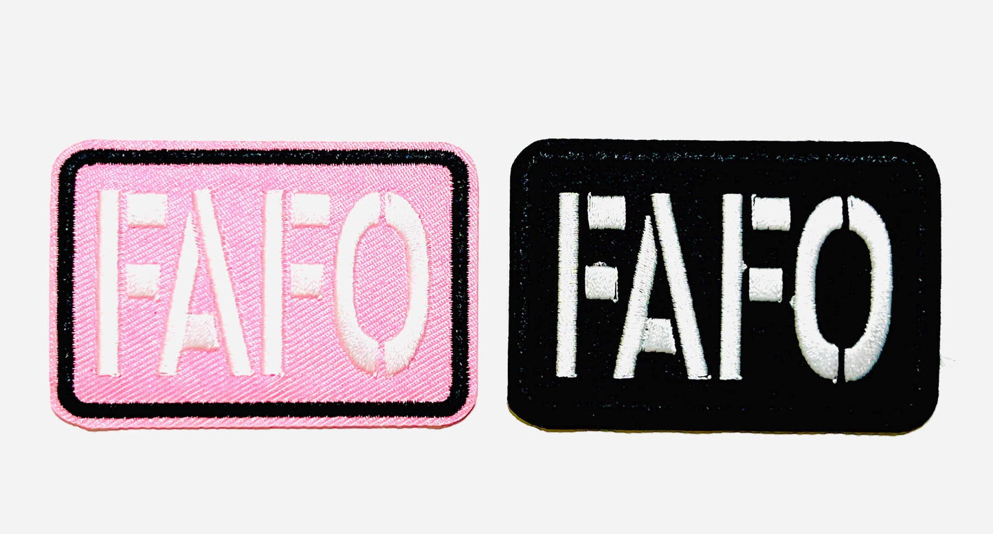 FAFO Embroidered Iron-On Patch - Pink or Black DIY Applique