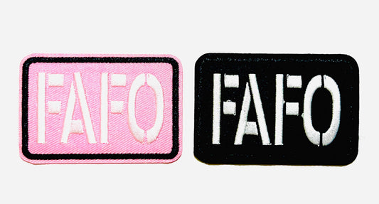 FAFO Embroidered Iron-On Patch - Pink or Black DIY Applique