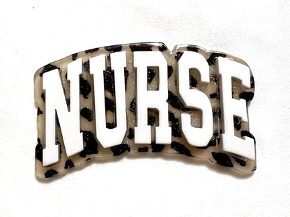 NURSE Leopard print- flatback acrylics set of 3