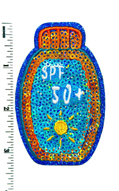 Sunscreen SPF 50 - Sequins Iron On Patch 3.25”