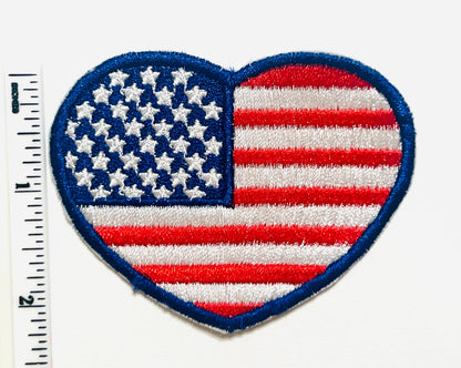 Patriotic Heart or Star - Embroidered Iron on Patches