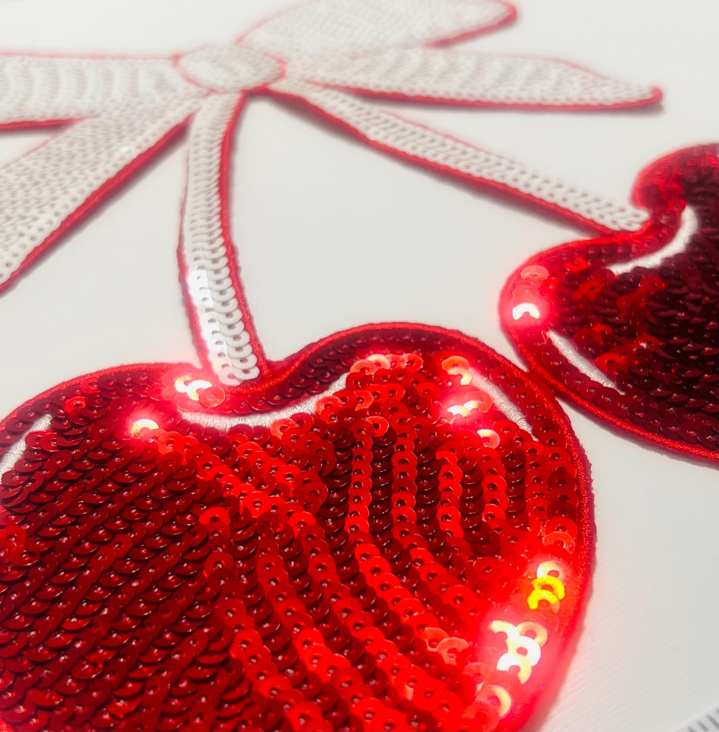 Cherries with Bows - Sequined Iron on patches