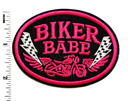Biker Babe Patch with checkered bolts 3”