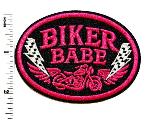 Biker Babe Patch with checkered bolts 3”