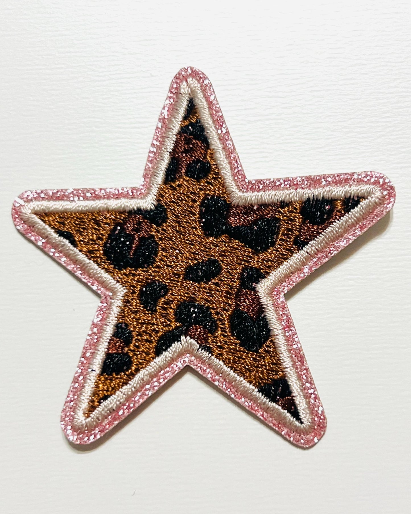 Leopard Stars glitter outline 2.5”  - Iron on patch