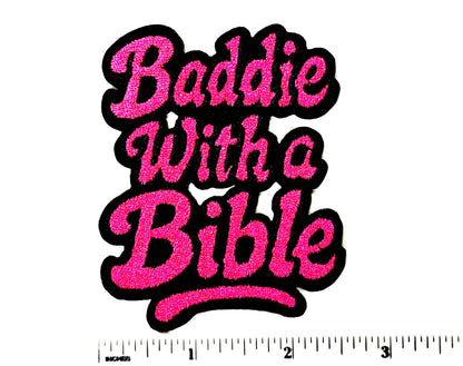 Baddie with a Bible patch - Embroidered DIY Iron on patch