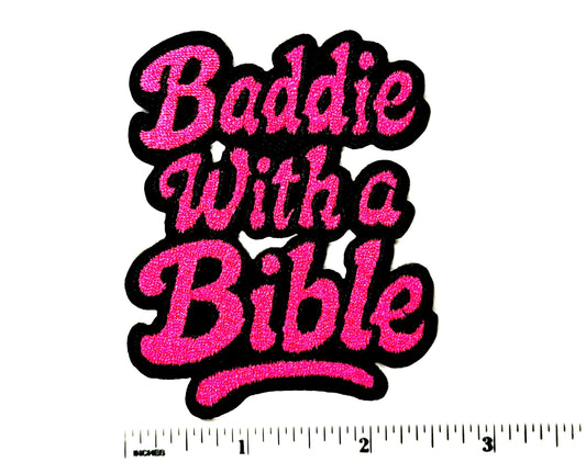 Baddie with a Bible patch - Embroidered DIY Iron on patch