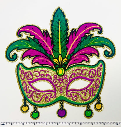 Mardi Gras mask 10” Chenille & glitter